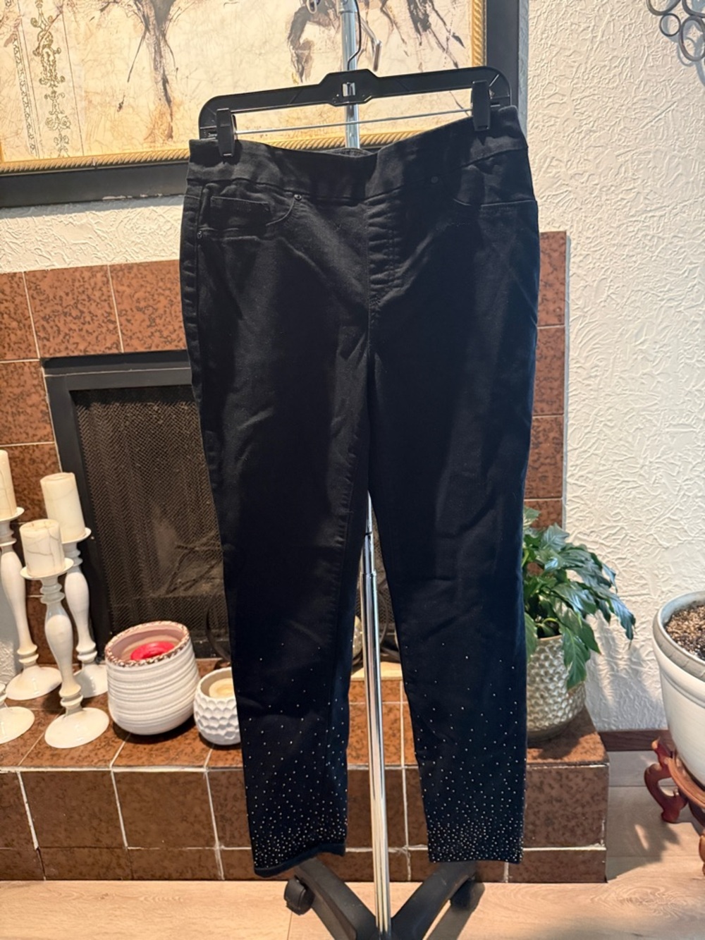 Black Embellished Ankle Pants